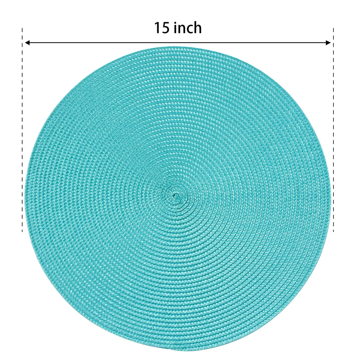 tapis table rond tissé turquois respectueux environnement moderne 15 pouces assiettes verres
