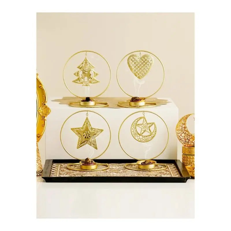 bougeoir artisanal or étoile cœur arbre Noël décoration salon grille bougie fixée tringle