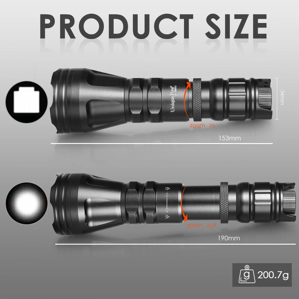 torche led 940nm 850nm zoom vision nocturne chasse résistante 5w 3w aluminium