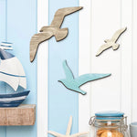 décoration murale oiseau vol bois naturel artisanal moderne chambre océanique vintage bleuclair