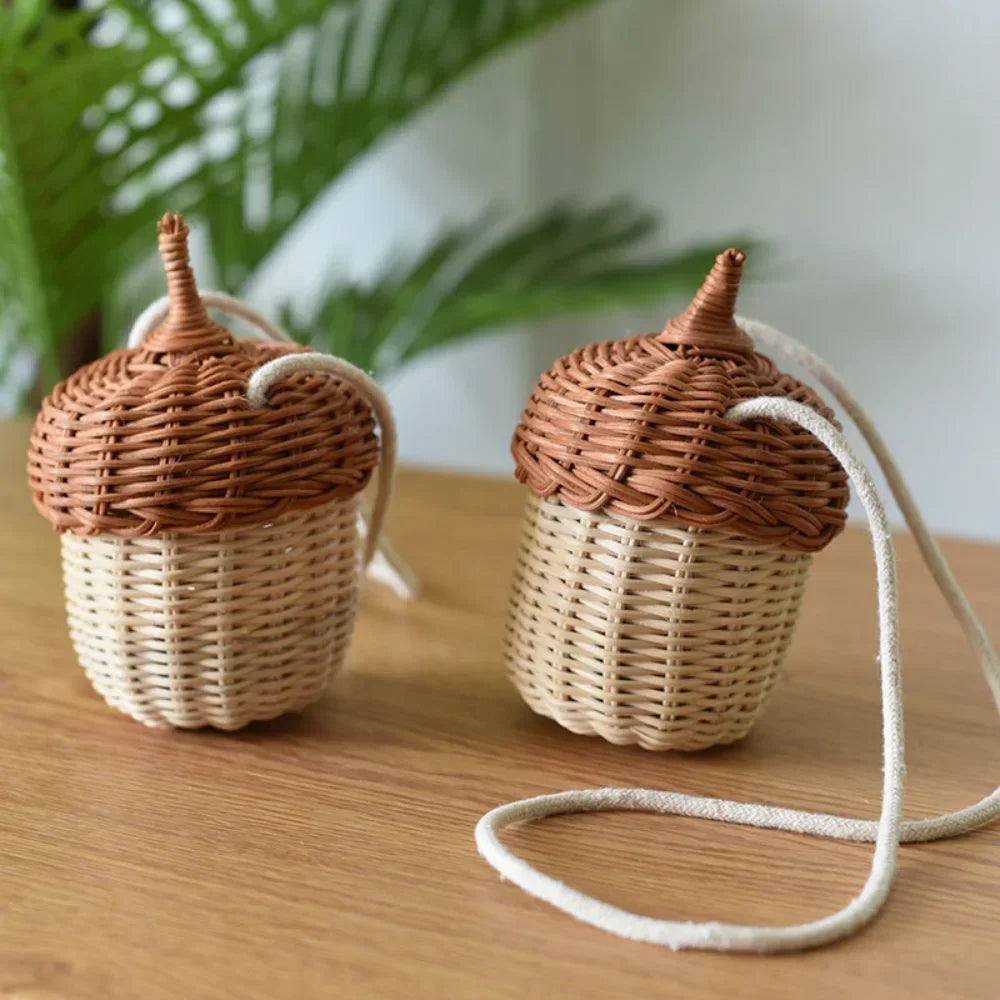 panier tressé osier beige rustique naturel sac épaule cordelette blanche femme