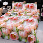 drap lit complet fleurs classique vert clair bleu clair beige violet rose adultes chambre