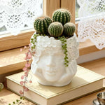 pots fleurs résine forme fille fleurs sculptées succulentes cactus plantes vertes deco bohème vintage