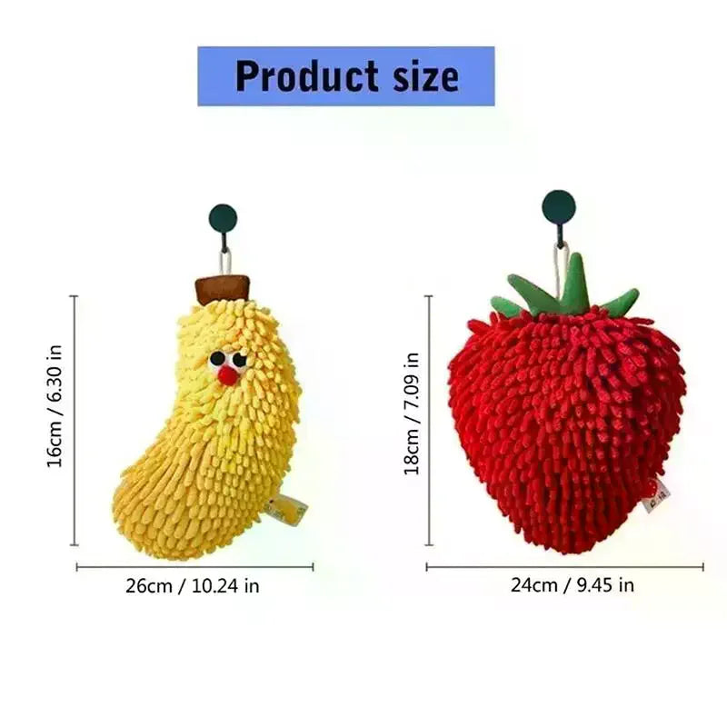 serviettes décoratives fruit forme banane fraise douces absorbantes cuisine ludiques mignonnes texturées filaments épais