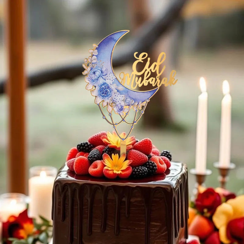 décoration gâteau or rose bleu boho chic pique bois fleurs géométrique İslam fête