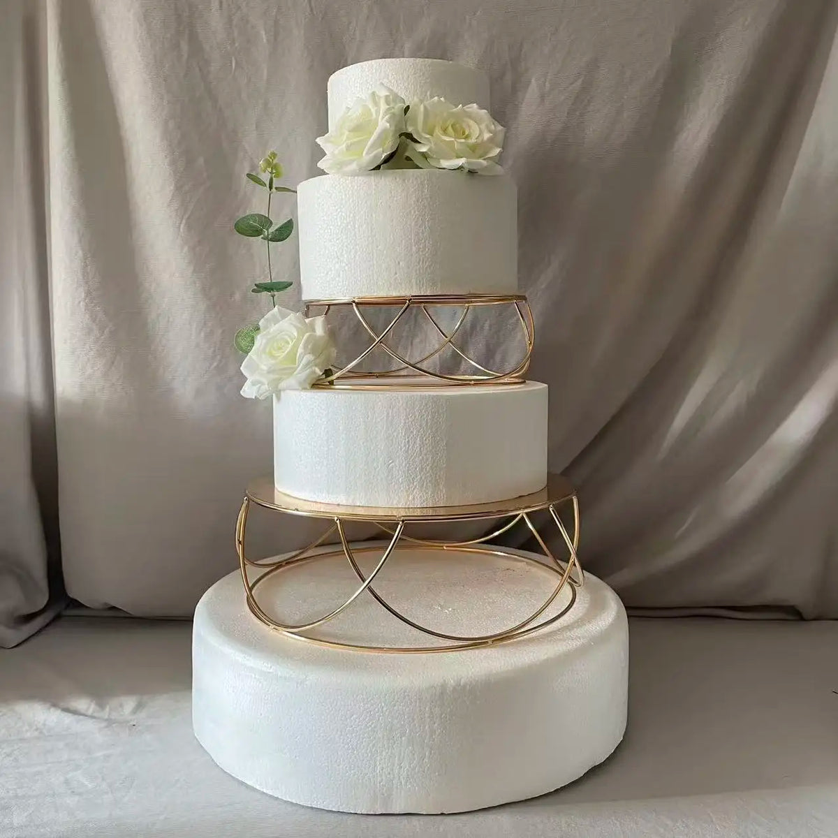 présentoir gâteau blanc doré contemporain minimaliste 15cm 25cm anniversaire mariage