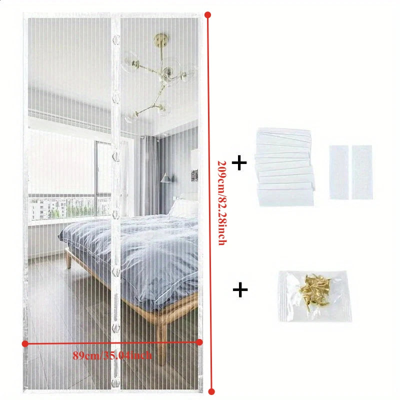 rideau moustiquaire magnétique noir blanc maille fine transparent moderne adhésif porte