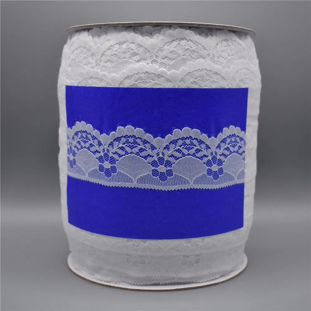 ruban dentelle motif floral blanc large 40mm occasion mariage qualité supérieure 300 yards rouleau