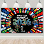 affiche murale drapeaux nations personnages sportifs UNIFIED FOOTBALL 2026 moderne opaque sportive