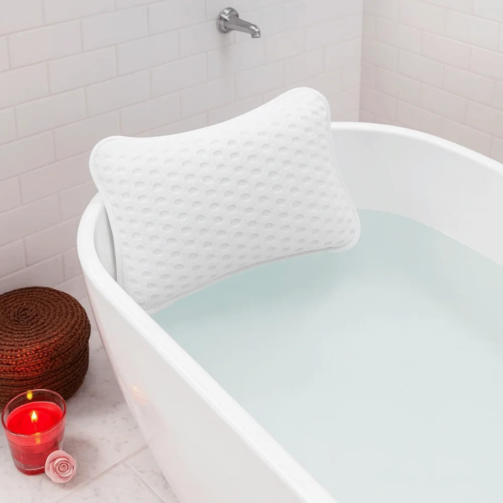 coussin bain blanc perforé confort 30x20cm doux tête spa