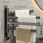 porte serviettes mural acier inoxydable gris moderne lisse pivotant salle bain pliable autoinstallation