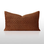 taies d'oreiller jacquard patchwork moderne rayées marron doré élégantes respectueuses environnement adhésives maison