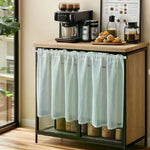 rideaux fenetre valance blanc cassé vert clair tissu texturé rayures verticales bord frangé translucide