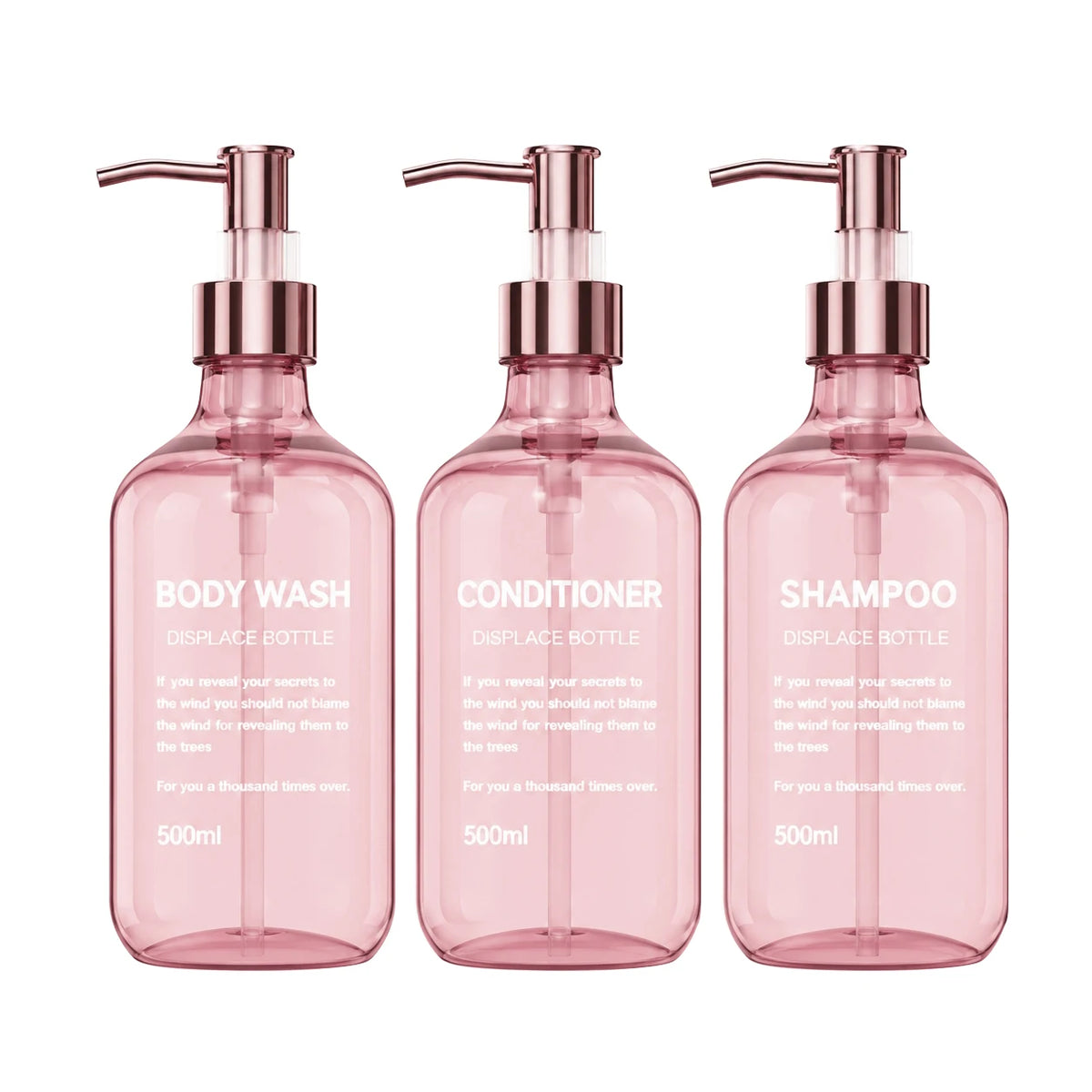 distributeurs douche rose verre texturé moderne ensemble salle bain 500ml translucent
