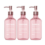 distributeurs douche rose verre texturé moderne ensemble salle bain 500ml translucent