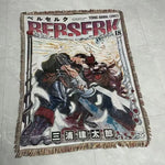 tapisserie dessin animé berserk personnage épée armure noir blanc gris bleu rouge marron jacinthe