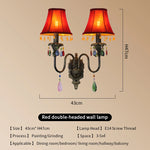 lampe murale classique fer forgé tissu rouge vert bleu marron