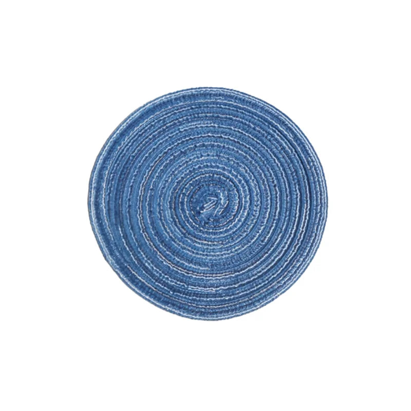 tapis table tissé spirale résistants chaleur antidérapants moderne durable bleu marine beige clair