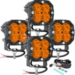 feux travail led 30w noir orange quadrillé combo spot flood vtt suv moto