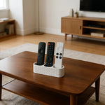 support moderne trois emplacements blanc hexagones télécommandes rangement salon plastique abs