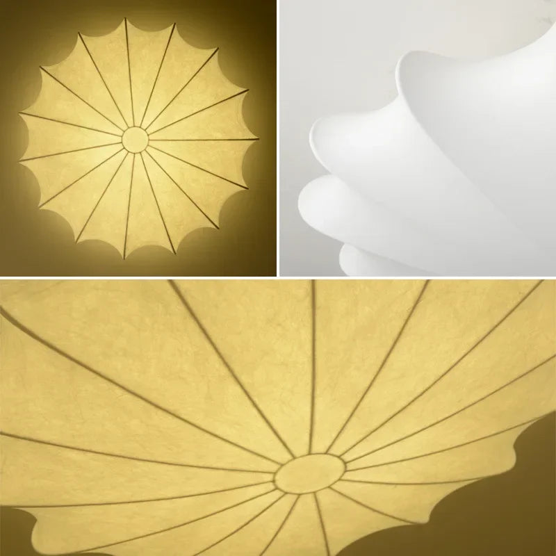 lampe moderne soie blanc rayures coquillage lumières 10 15m²