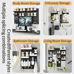 panneau rangement mural blanc perforé moderne boîtes crochets adhésifs multifonctionnels chambre cuisine