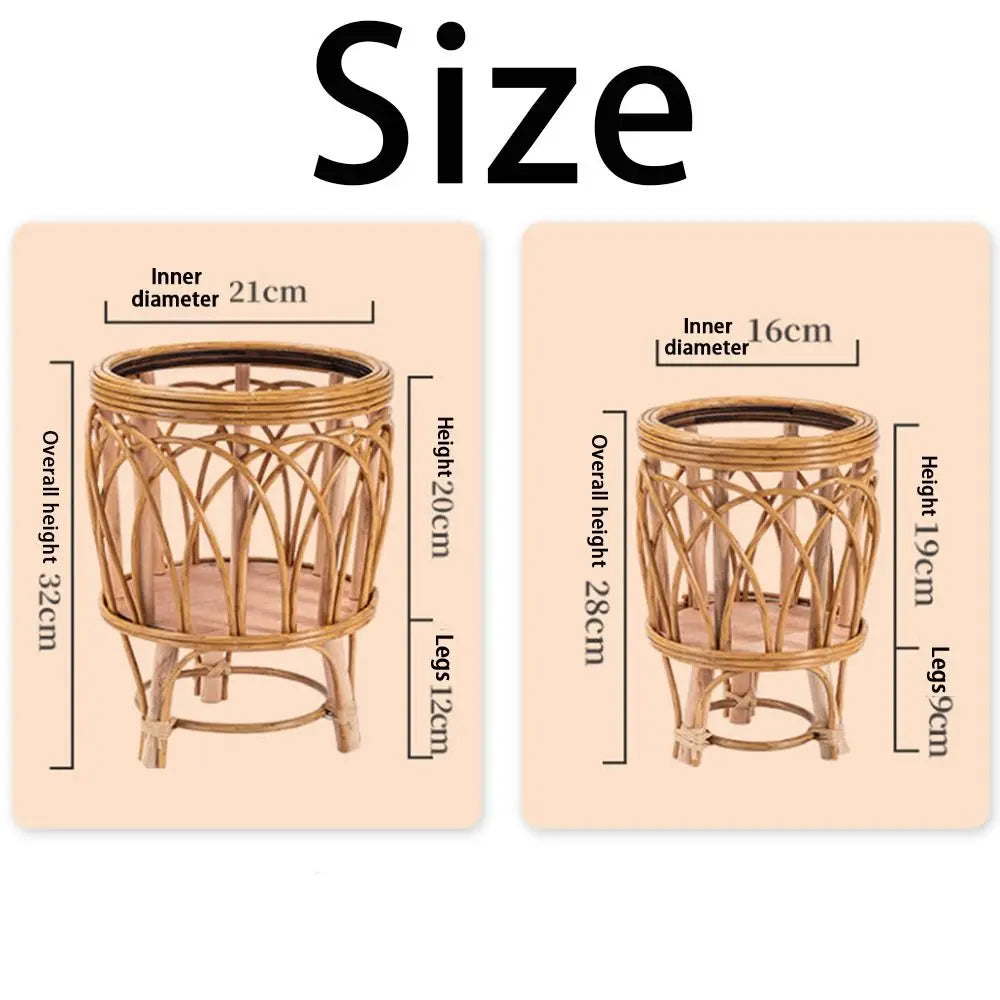 cache pot tressé rustique bohème naturel grande petite fleur verte support plante maison jardin