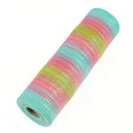 ruban filet polyester rayures horizontales rose bleu vert clair moderne 10 pouces large 10
