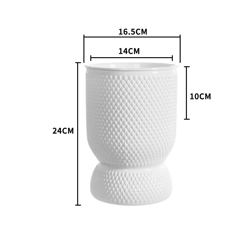 vase moderne plastique blanc imitation céramique ridée décoration intérieur salon