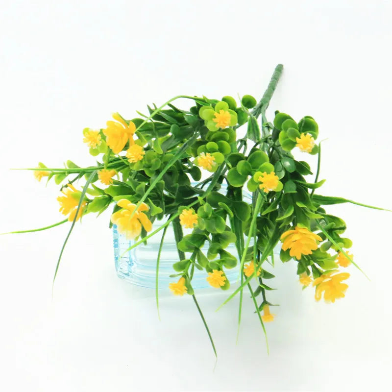 bouquet artificiel moderne fleurs blanches violettes jaunes ornement maison extérieur noël anniversaire mariage