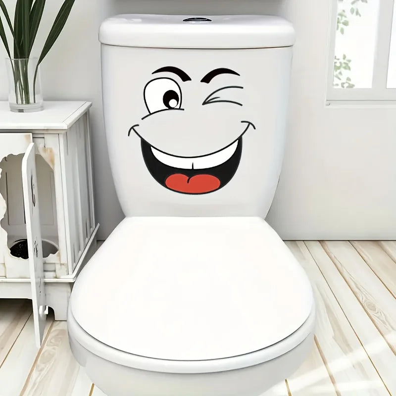 sticker autocollant visage dessin animé exprimatif poubelle toilette décoratif enfantin humoristique pièces