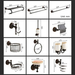 accessoires salle bain bronze noir classique porte serviettes savon papier hygiénique toilettage métal finition