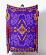 couverture ethnique motif animal floral violet rouge beige traditionnelle peluche polyester carrée