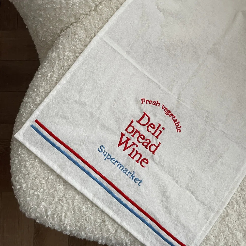 serviette classique imprimée légumes vin supermarché blanc verte rouge coton cuisine