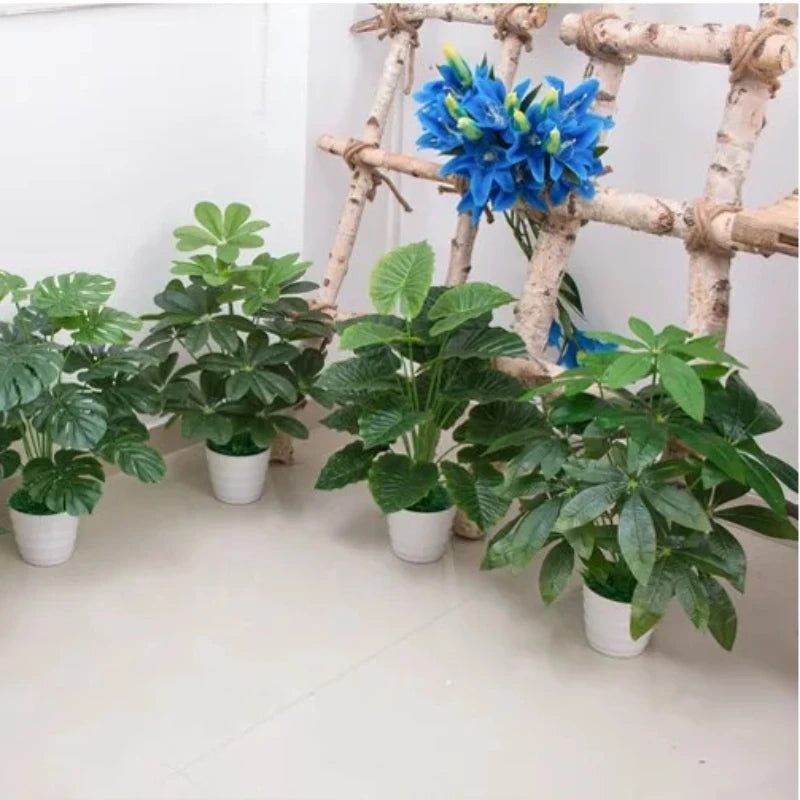 plantes artificielles feuilles vertes modernes décoration intérieure sans pot tridimensionnel lisse ovales