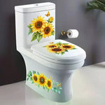 décoration toilettes adhésif fleurs tulipes marguerites lavande blanc classique facile nettoyer sans pelure