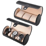 boîte montres cuir noir beige moderne compartiments boucle métallique simili cuir opacité