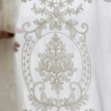 rideau blanc floral brodé polyester moderne élégant transparent maison