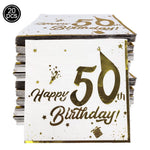 serviettes papier blanc doré anniversaire chiffres étoiles ballons textes festives 18 20 30 40