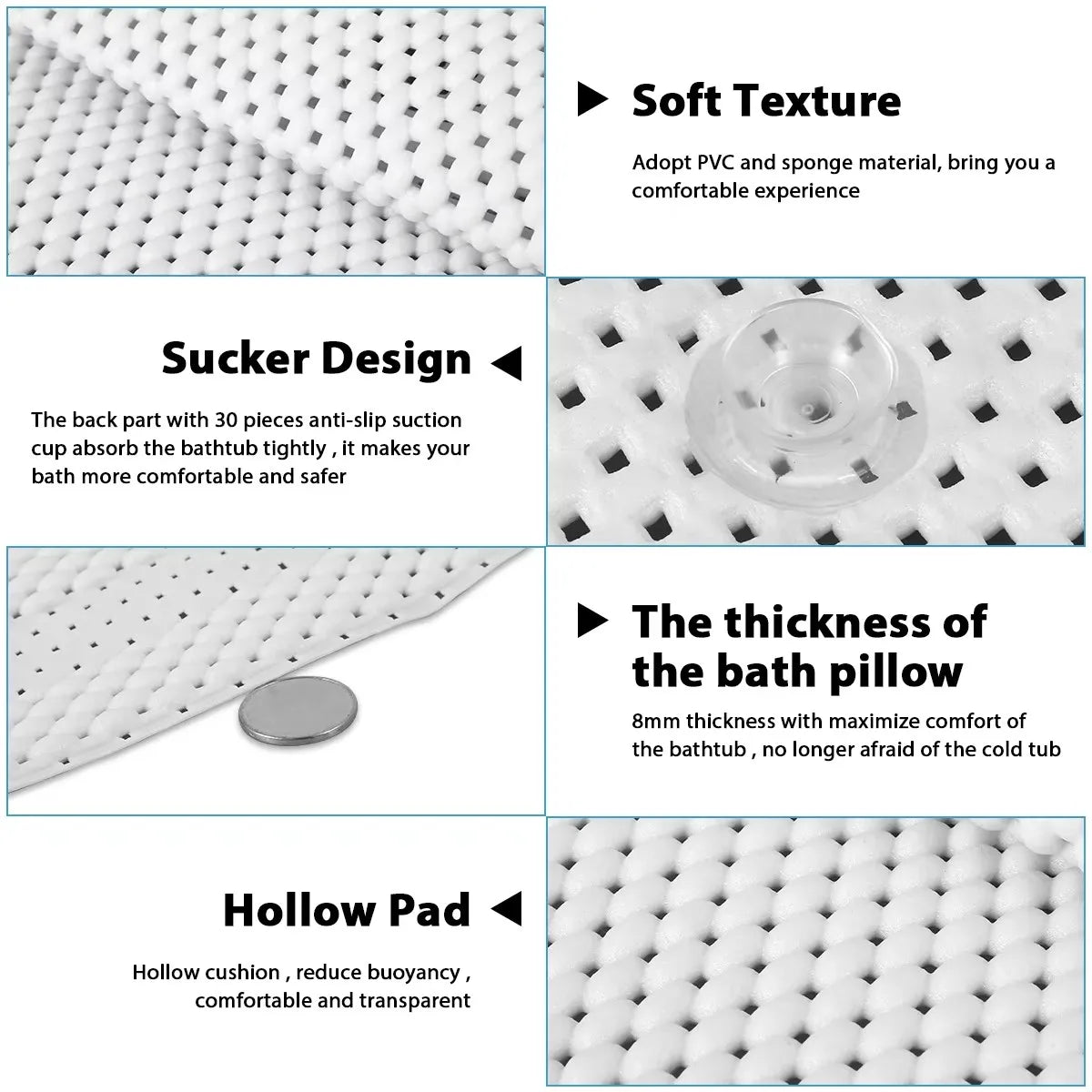 tapis bain antidérapant bleu blanc coussin swan ventouses alvéolaire moderne salle bain
