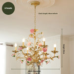 lustre suspendu led rose céramique fleurs cristaux classique interrupteur tactile chambre salon
