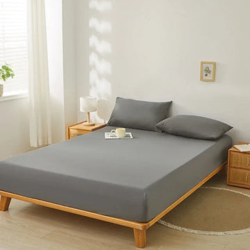 housse matelas gris uni extensible anti acariens lit double coton polyester moderne