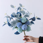 bouquet fleurs artificielles hortensia moderne décoration intérieure mariage bleu blanc vert