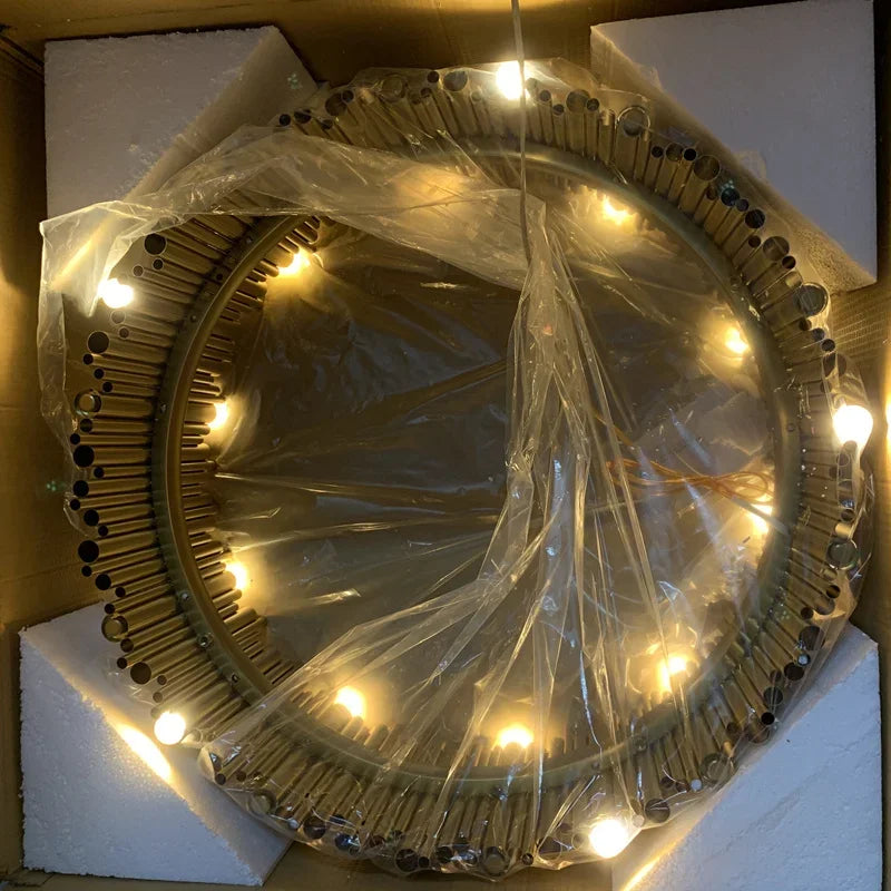 suspension lumineuse moderne dorée tubes horizontaux acier inoxydable led 60w 110v 220v chambre salon