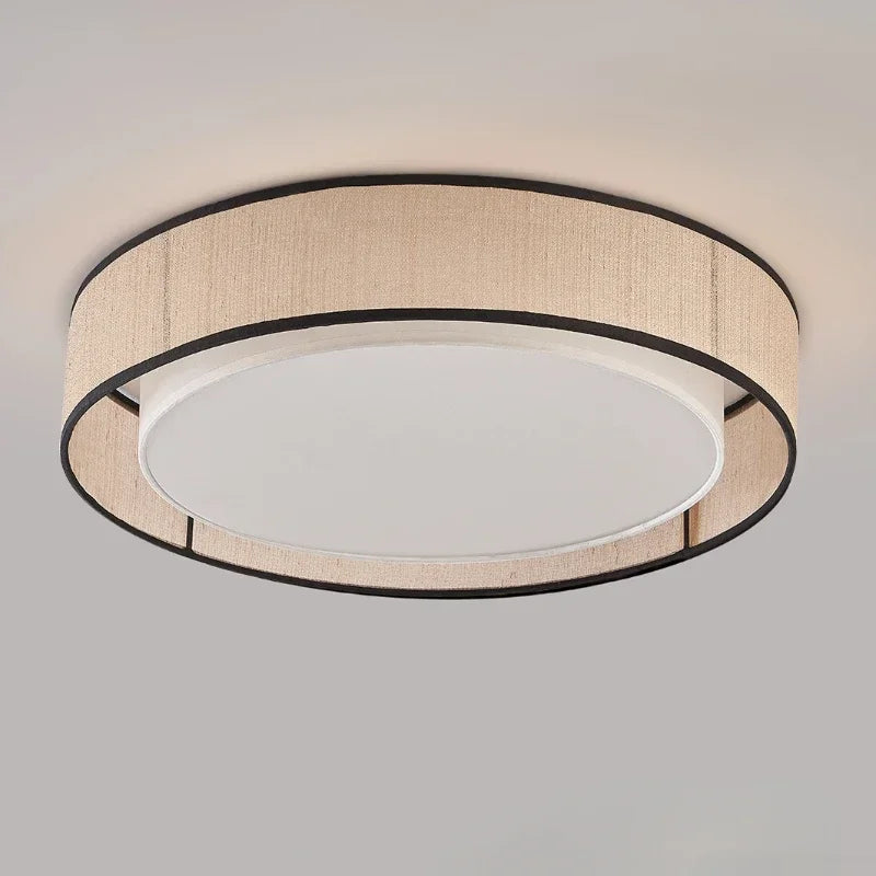 plafonnier led tissu moderne opalescent beige clair noir éclairage quotidien minimaliste