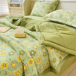 couvre lit fleuri orange bleu jaune vert moderne coton polyester été imprimé 200x230cm lavable