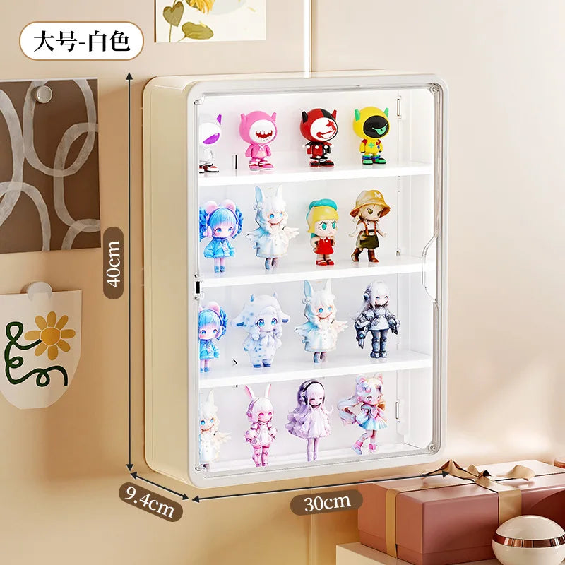 boîtes figurines transparentes modernes mur blanc violet pliables rangement anti poussière