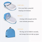 lit pliable bébé bleu clair coussin mousse filet anti moustiques porte clés jouets moderne