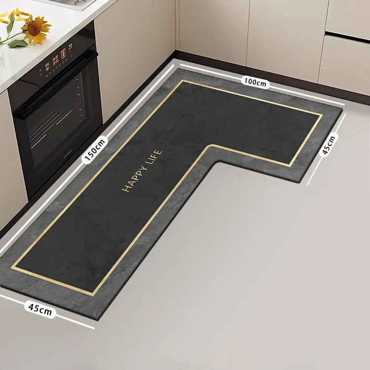 tapis sol moderne gris marbré adhésif salon super absorbant long rectangle