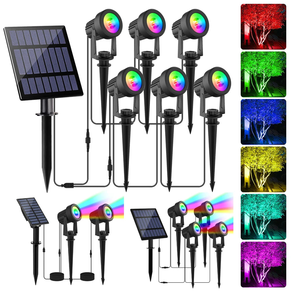projecteur solaire ip65 étanche rgb lumières led modernes vacances noël halloweenextérieur